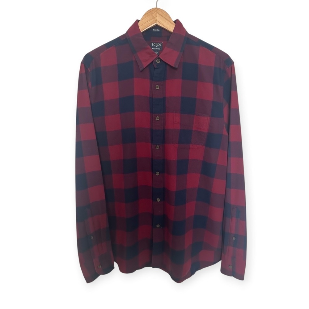 J.Crew Flannel Shirt Burgundy Navy M Mens